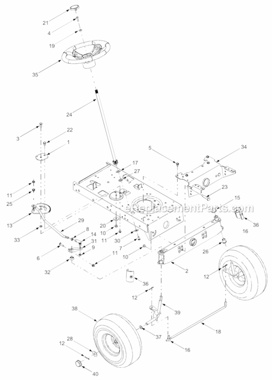 Axle_Front_Steering Diagram and Parts List for 13AJ693G755  Yard Man Lawn Mower